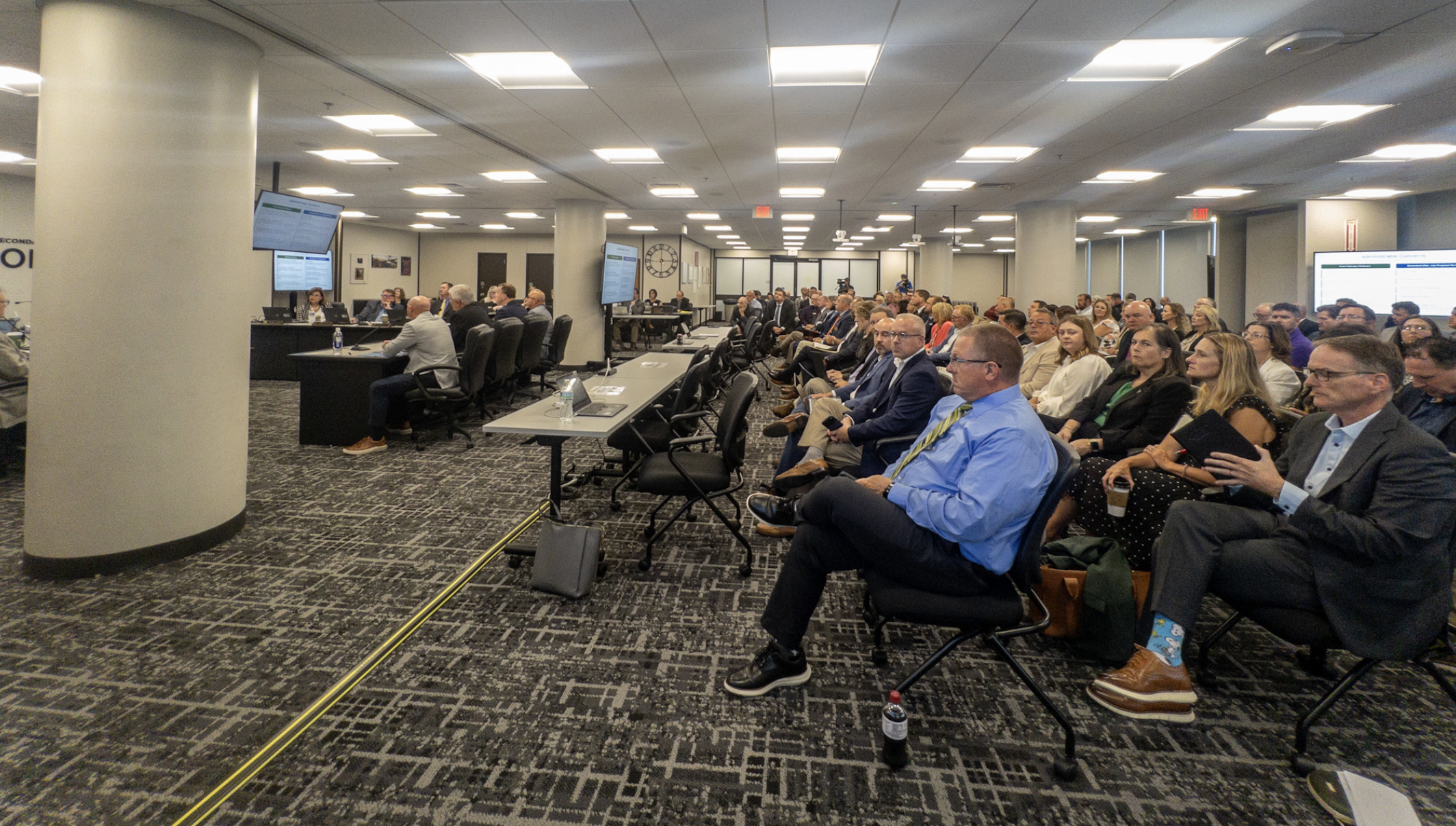 Attendance during Tuesday’s State Board of Education meeting in Jefferson City was unusually high, with many leaving after discussions on “A” through “F” report cards (Annelise Hanshaw/Missouri Independent).