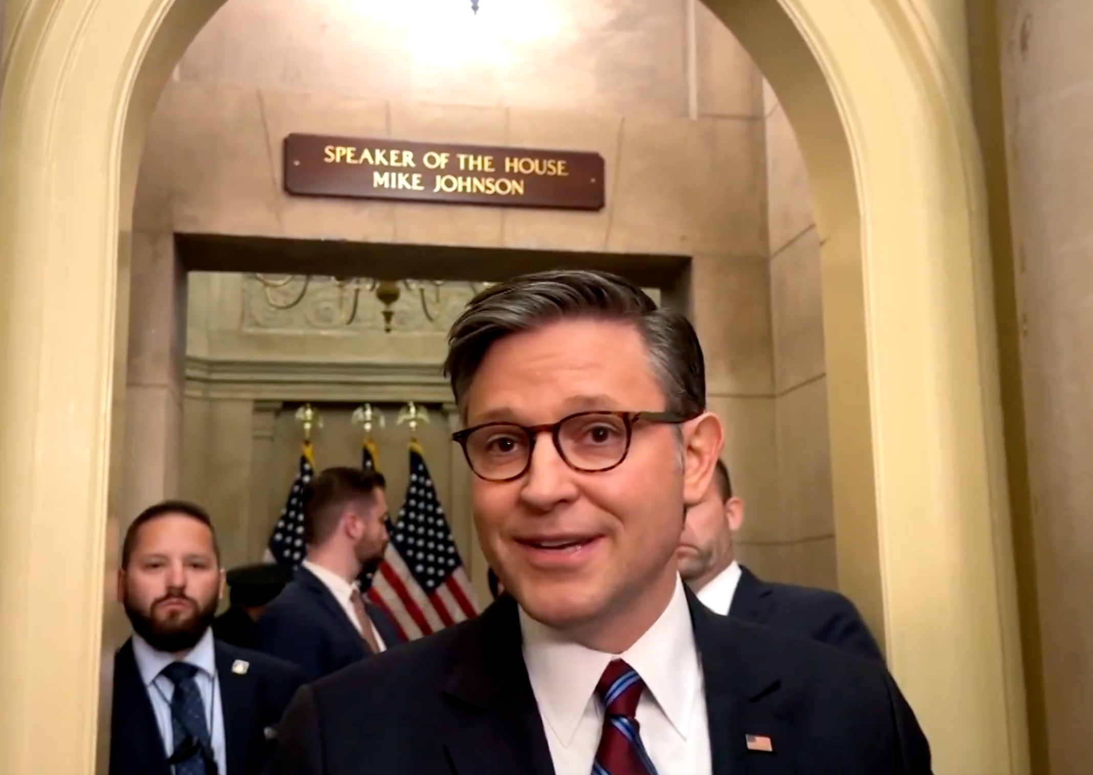 House Speaker Mike Johnson speaking to the media on Wednesday -image CSPAN video