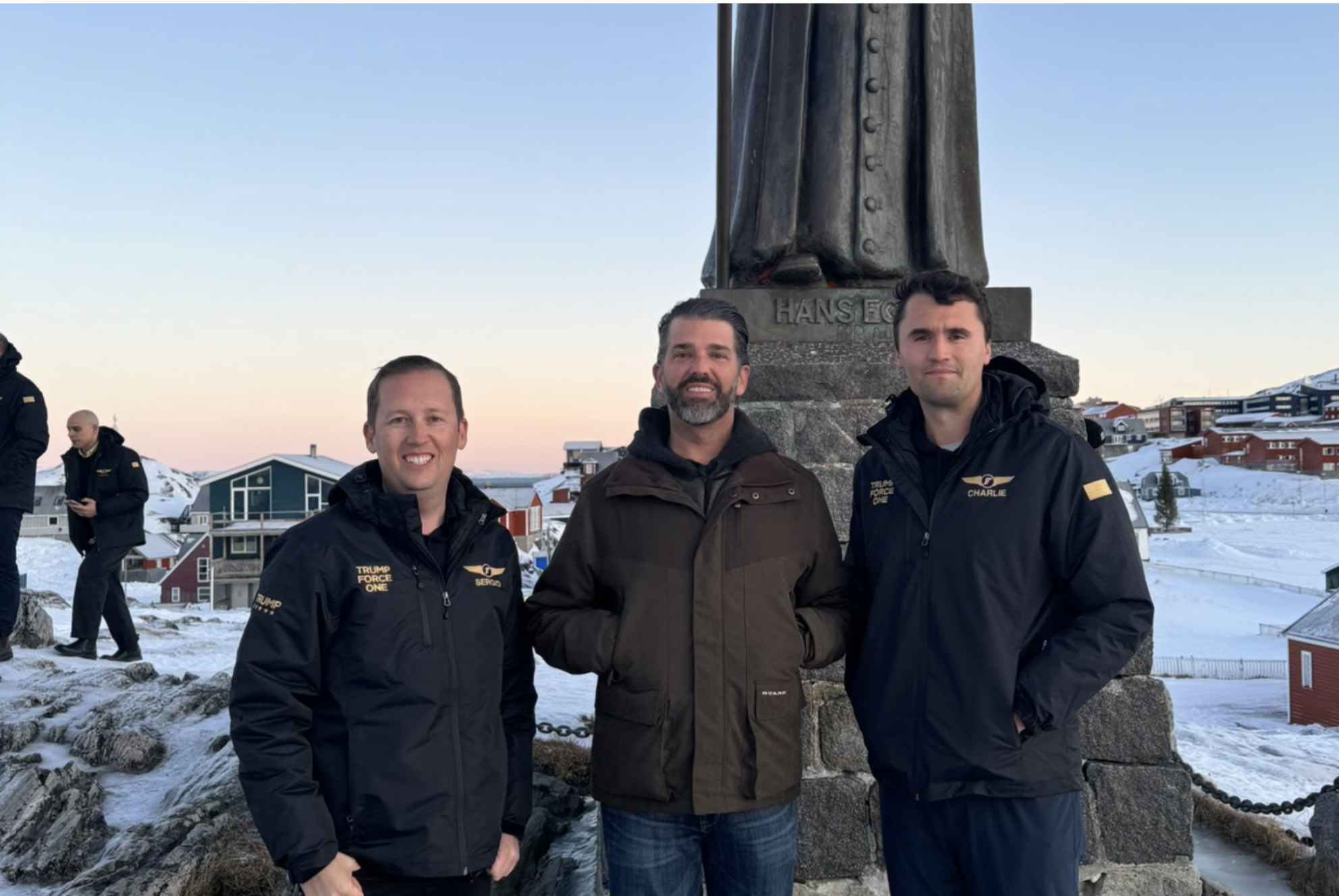 The eldest son of President Donald Trump and Charlie Kirk arrived in Greenland in January 2025 for a private visit that heightened speculation that the incoming U.S. administration could seek to take control of the mineral-rich Danish territory that's home to a large U.S. military base.-image from Donald Trump Jr.'s social media page.