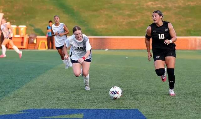 Fort Hays State's Payton Porter advances the ball against Rogers State in their MIAA opener on Friday, August, 18, 2026 in Claremore, Okla. (FHSU Athletics photo/Lara Foigel Rogers State Athletics)