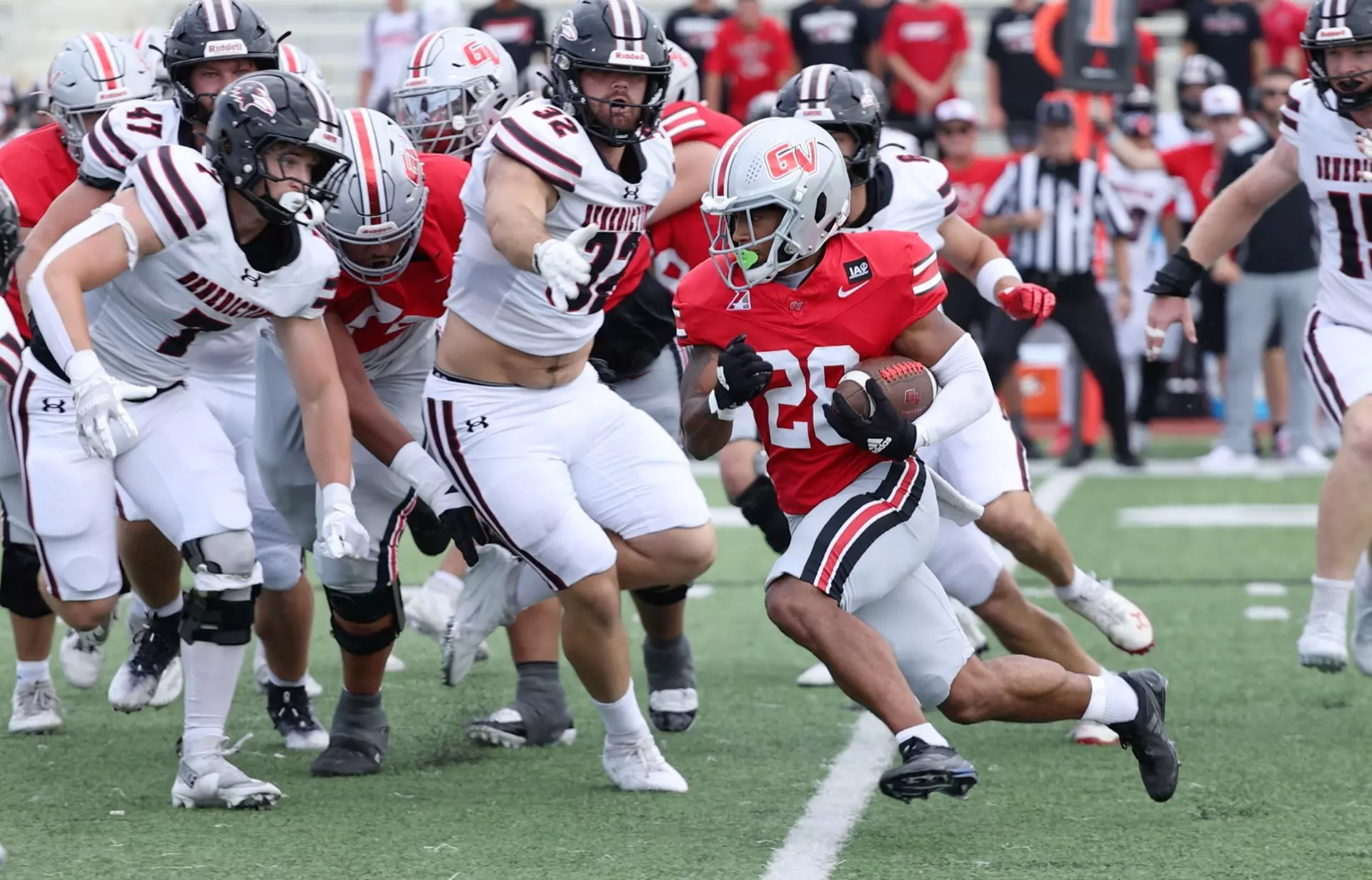 Grand View running back Bryant Williams rushed five times for 16 yards as the Benedictine Ravens contained the Vikings for an upset victory/ Photo courtesy of Todd Bailey Grand View Marketing- Grand View Athletics
