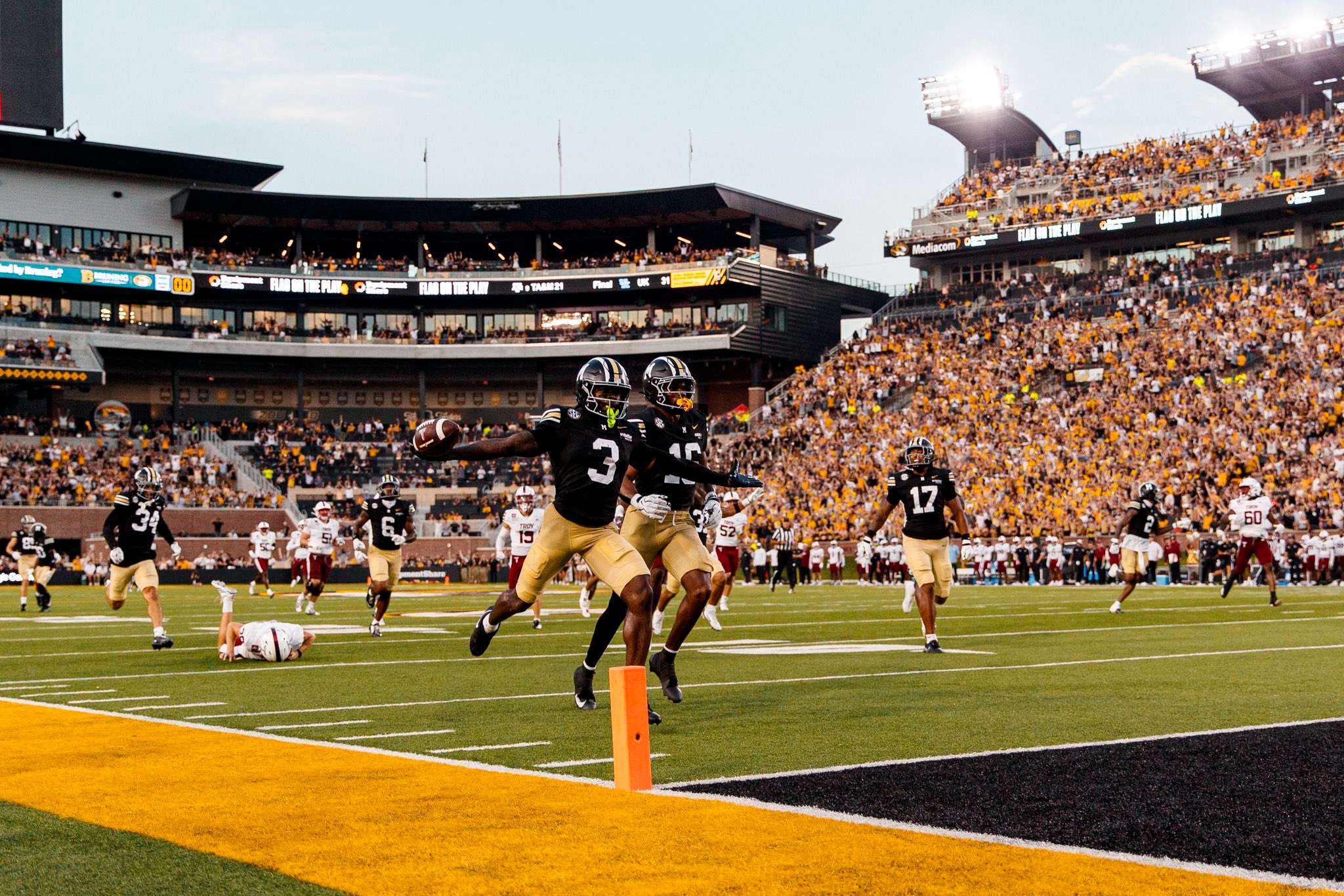 DaMarion Fowlkes returned a punt 68 yards, tying the game, helping to spark the No. 20 Missouri Tigers to a 27-17 victory over the Troy Trojans/ Photo courtesy Mizzou Football