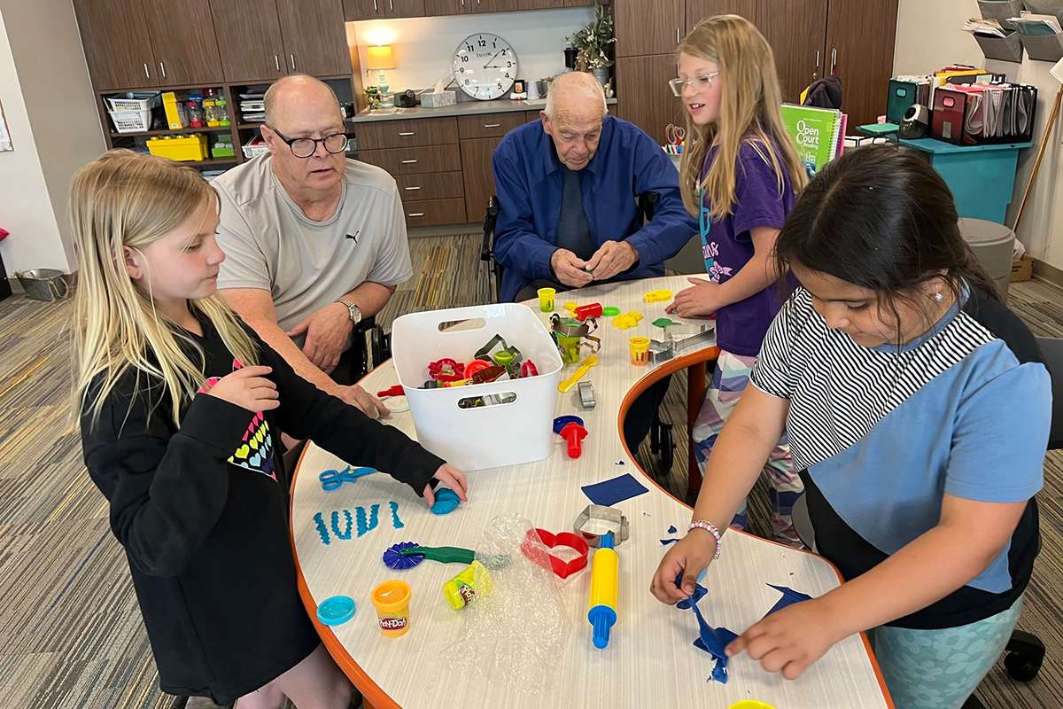 What can happen when a nursing home and an elementary school share a roof? K-State researchers spent a year finding out at the Logan LIFE Center in rural northwest Kansas, and the early results are encouraging. Photo courtesy Logan Manor