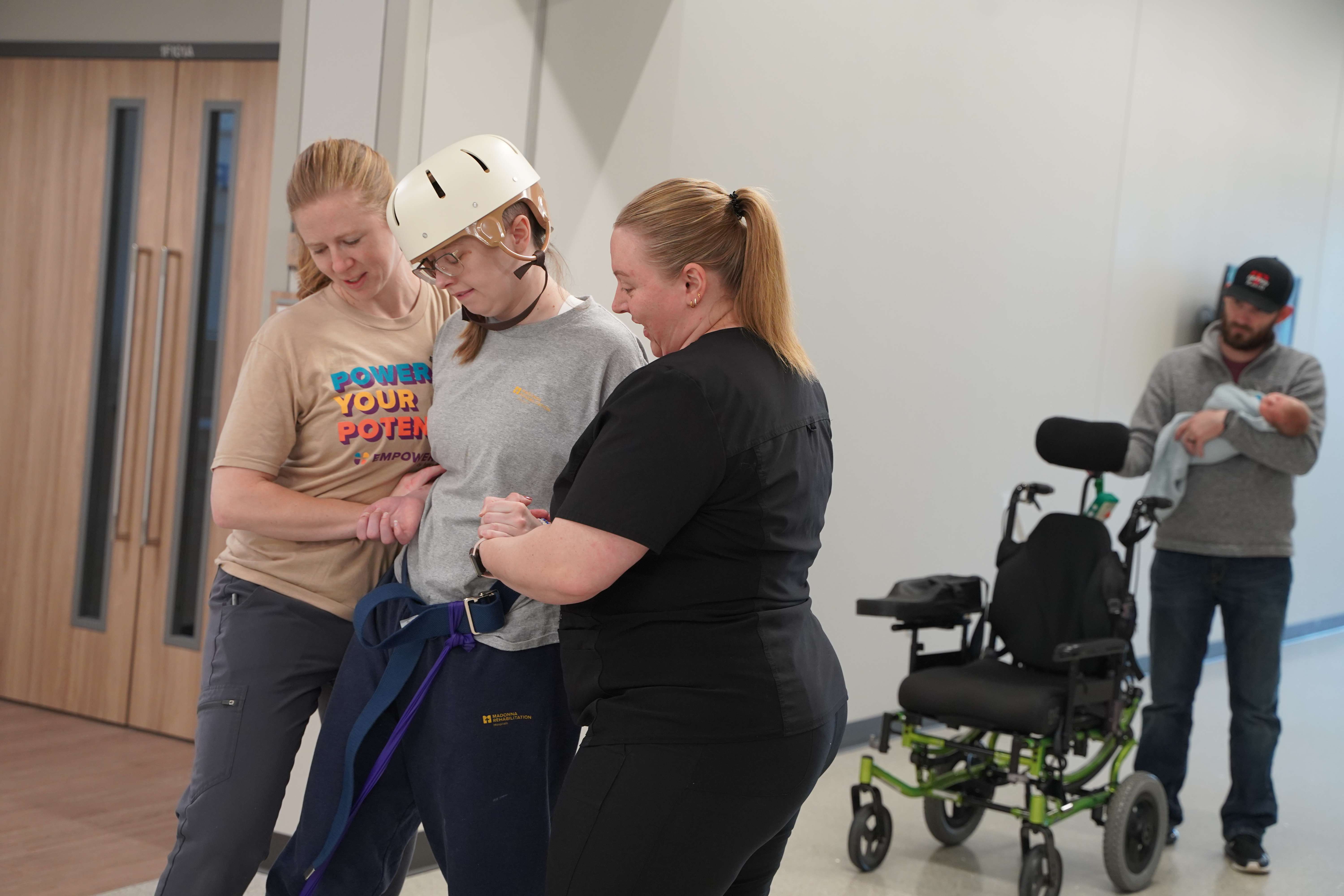 Jenna spent three months rehabilitating at Madonna Rehabilitation Hospitals in Lincoln., Neb, then spent another three months at Quality Living Inc. in Omaha.