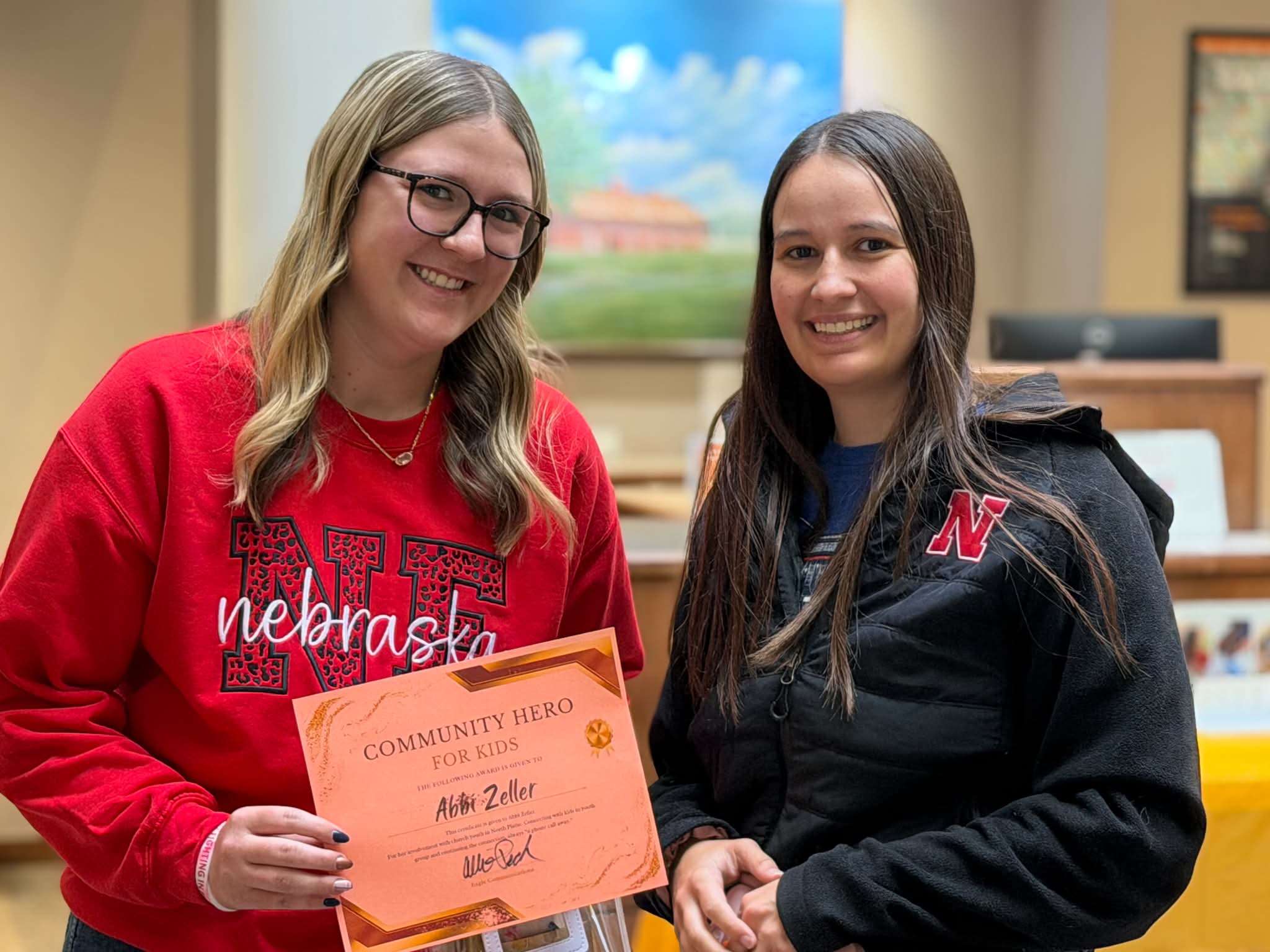 The Post news director presents Abbi Zeller with the Community Hero for Kids recognition for September 2026.