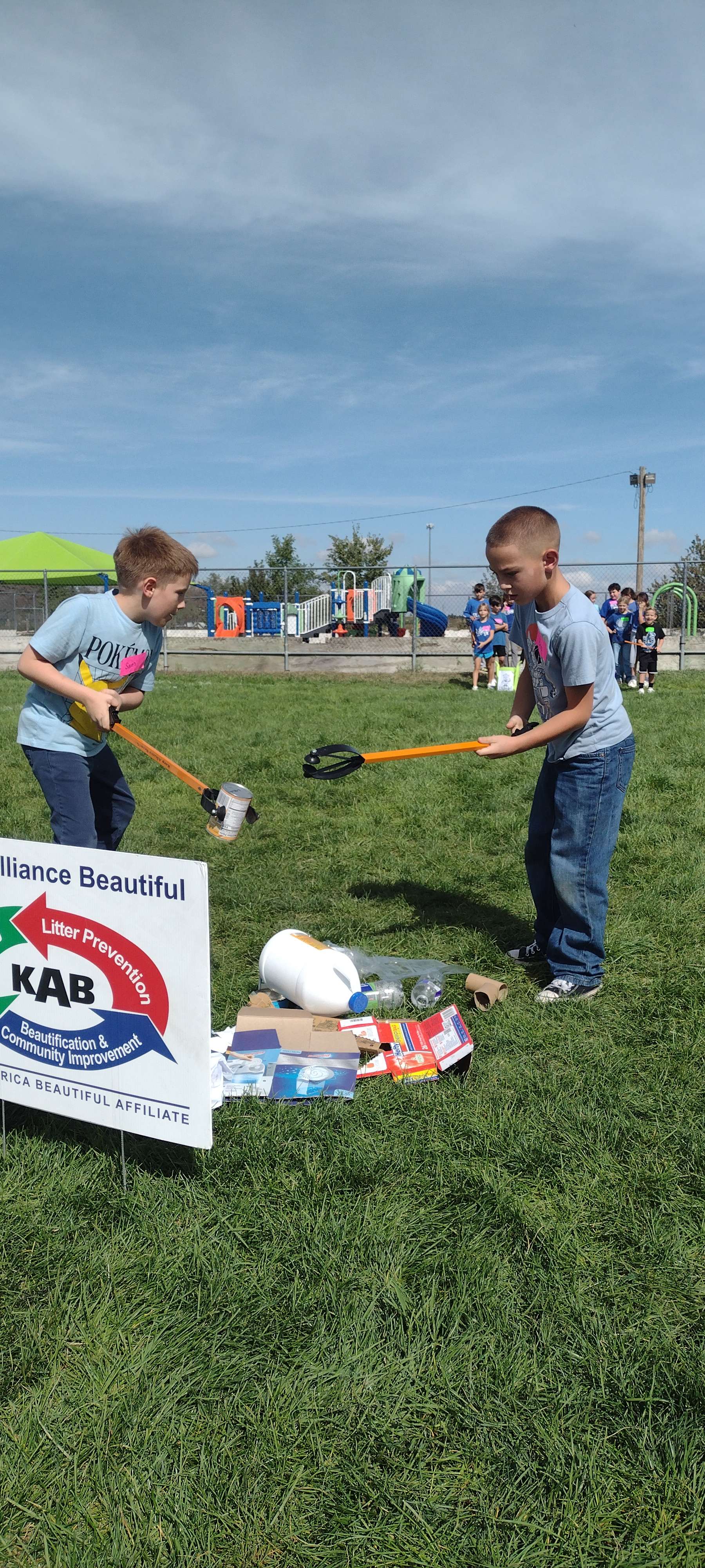  St. Agnes Academy students face off during the recycling relay at the ARC's health and wellness day.