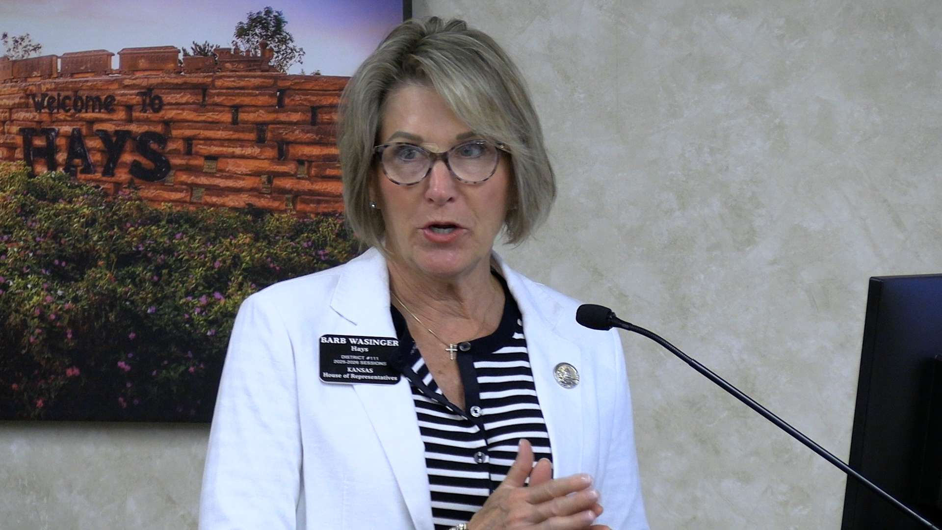 During Thursday's Hays City Commission meeting, Rep. Barb Wasinger, R-Hays, talked about House Bill 2433, which she sponsored during the 2026 legislative session. It effects water appropriations and transfers for the entire state. Photo by Becky Kiser/Hays Post
