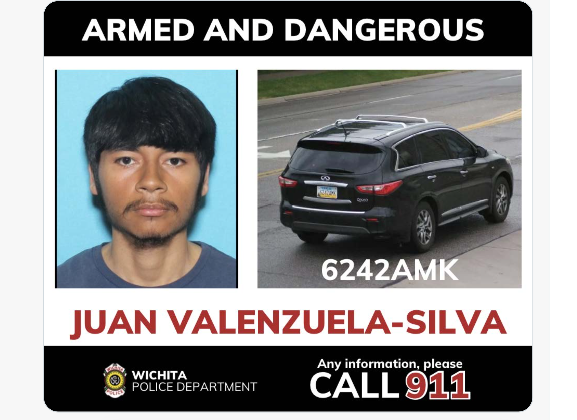 The alert issued by Wichita Police on Saturday before the arrest