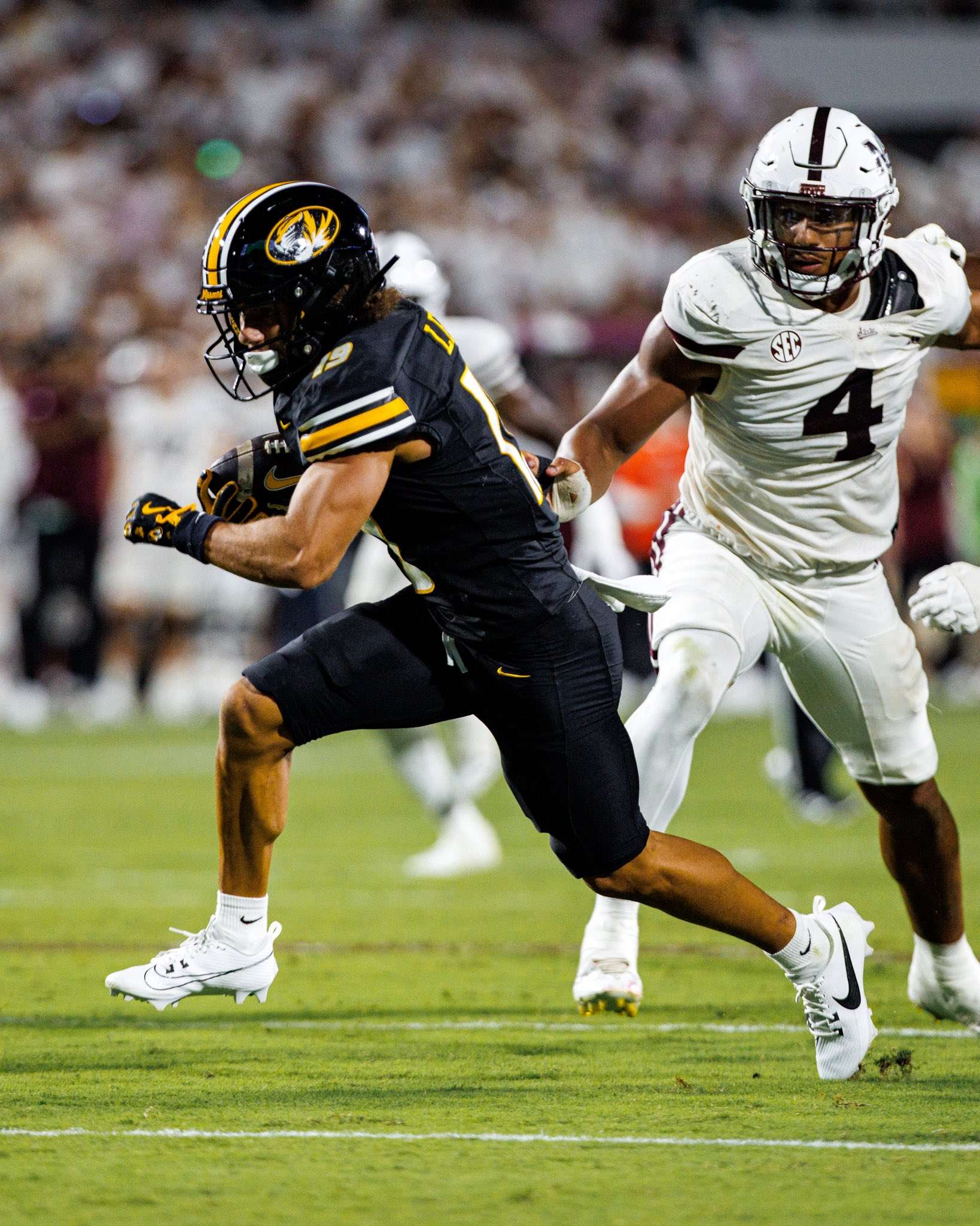 Wide Receiver Cayden Lee caught 11 passes for 156 yards with two touchdowns as No. 19 Missouri fell to No. 24 Mississippi State 31-24/ Photo courtesy of Mizzou Athletics