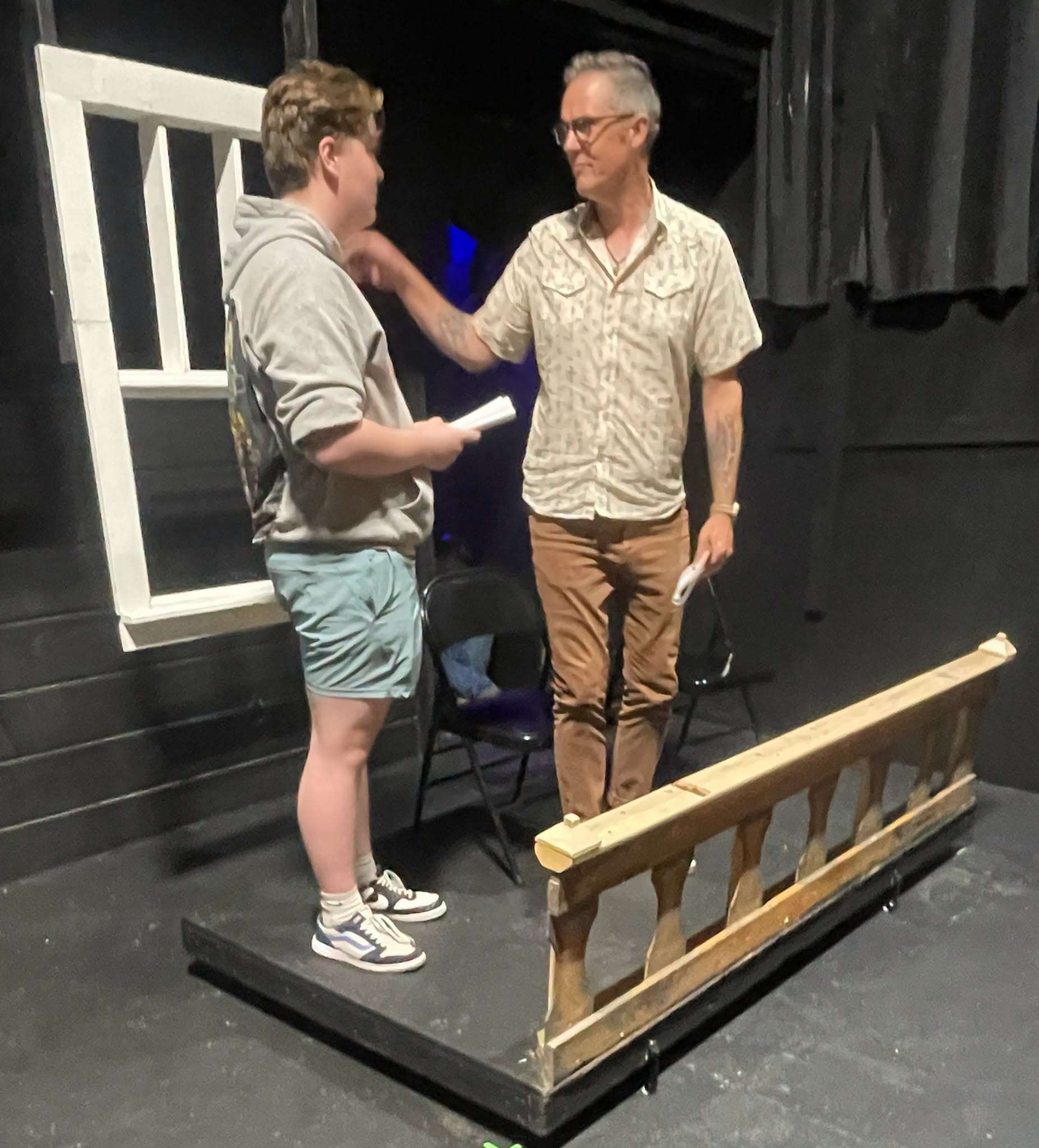 Charles Baker Harris, but people call him Dill (Jonathan Trammel), talks with Atticus (Danny Nowlan) following the trial of Tom Robinson.