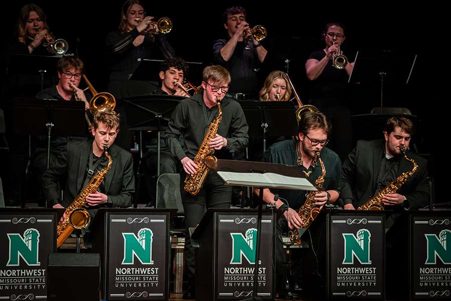 The Northwest Jazz Ensemble performs a concert last February/ Photo courtesy of Chloe Timmons-Northwest Missouri State University