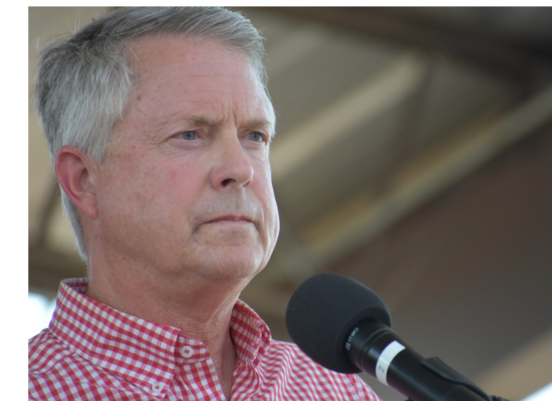  U.S. Sen. Roger Marshall, R-Kansas, appears on Sept. 12, 2026, at the Kansas State Fair debate. (Photo by Jill Hummels for Kansas Reflector)