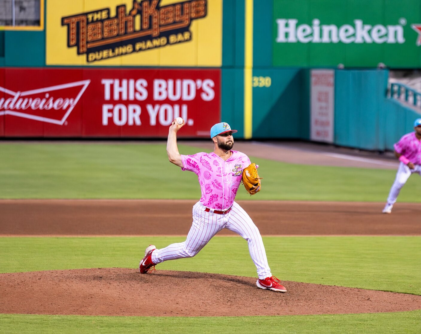 Tegan Cain, a pitcher in the Philadelphia Phillies organization, throws a pitch. Cain grew up in Ellis and returned to the mound after recovering from Tommy John surgery. Photo courtesy&nbsp;<br>