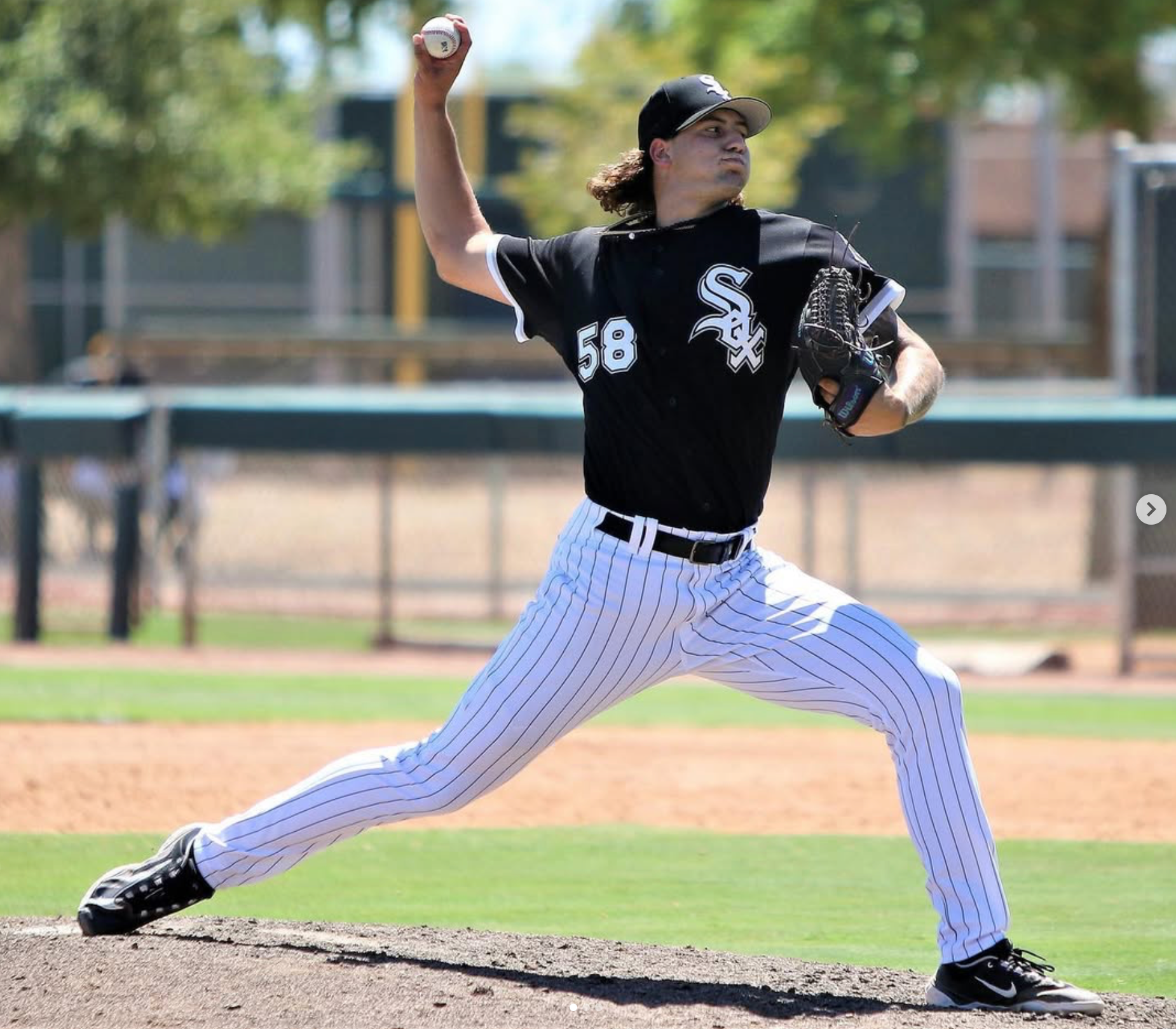 Carson Jacobs, a relief pitcher in the Chicago White Sox organization, throws a pitch. Jacobs attended Thomas More Prep-Marian and played for the Hays Larks. Courtesy photo