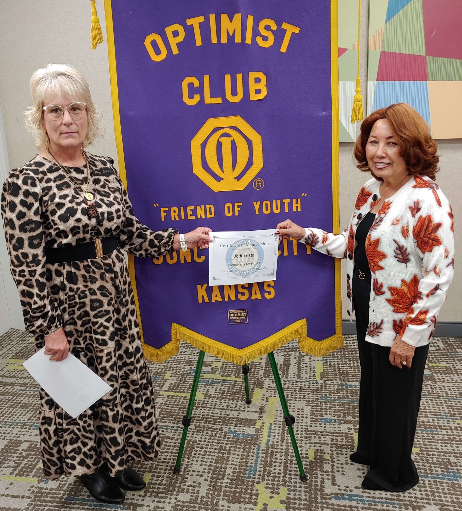 Pictured left to right: Jodi Testa and Nita Miller, JC Breakfast Optimist Club President 